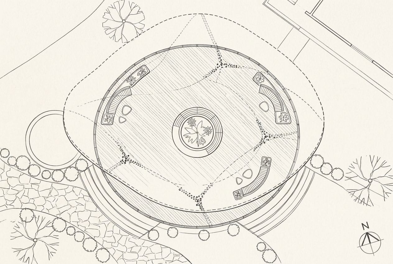Plan drawing of The Innovation Hub pavilion and garden